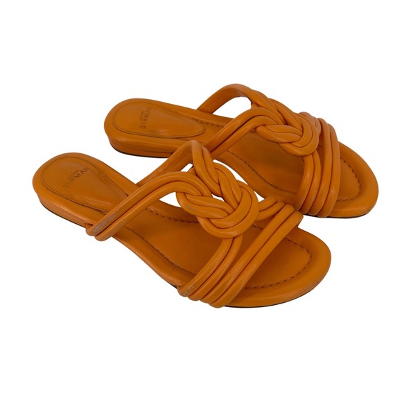 Alexandre Birman Knot‎ Leather Slides Sandals Orange Size 37 EU 6.5 US